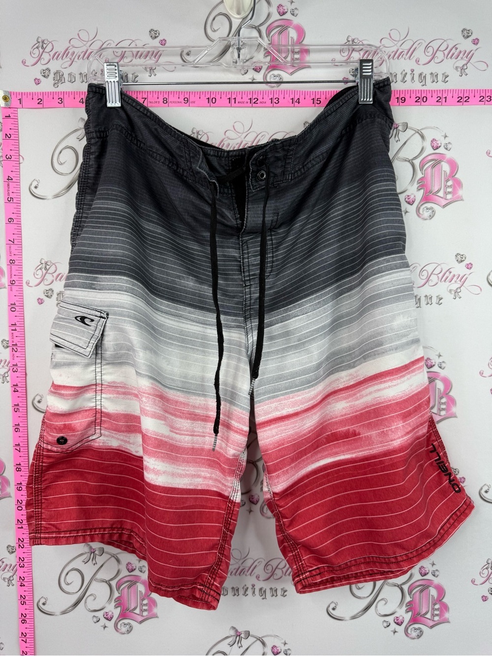 O'Neill shorts swim Ombre Black Gray White to Red Men's Swim Board Shorts